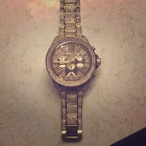 Gold Michael kors watch with Swarovski crystals